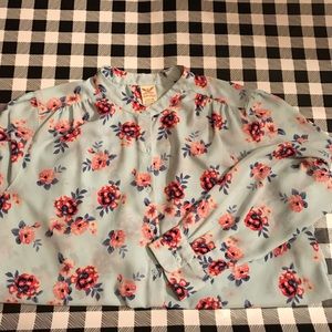 Floral, Long sleeve button down Blouse